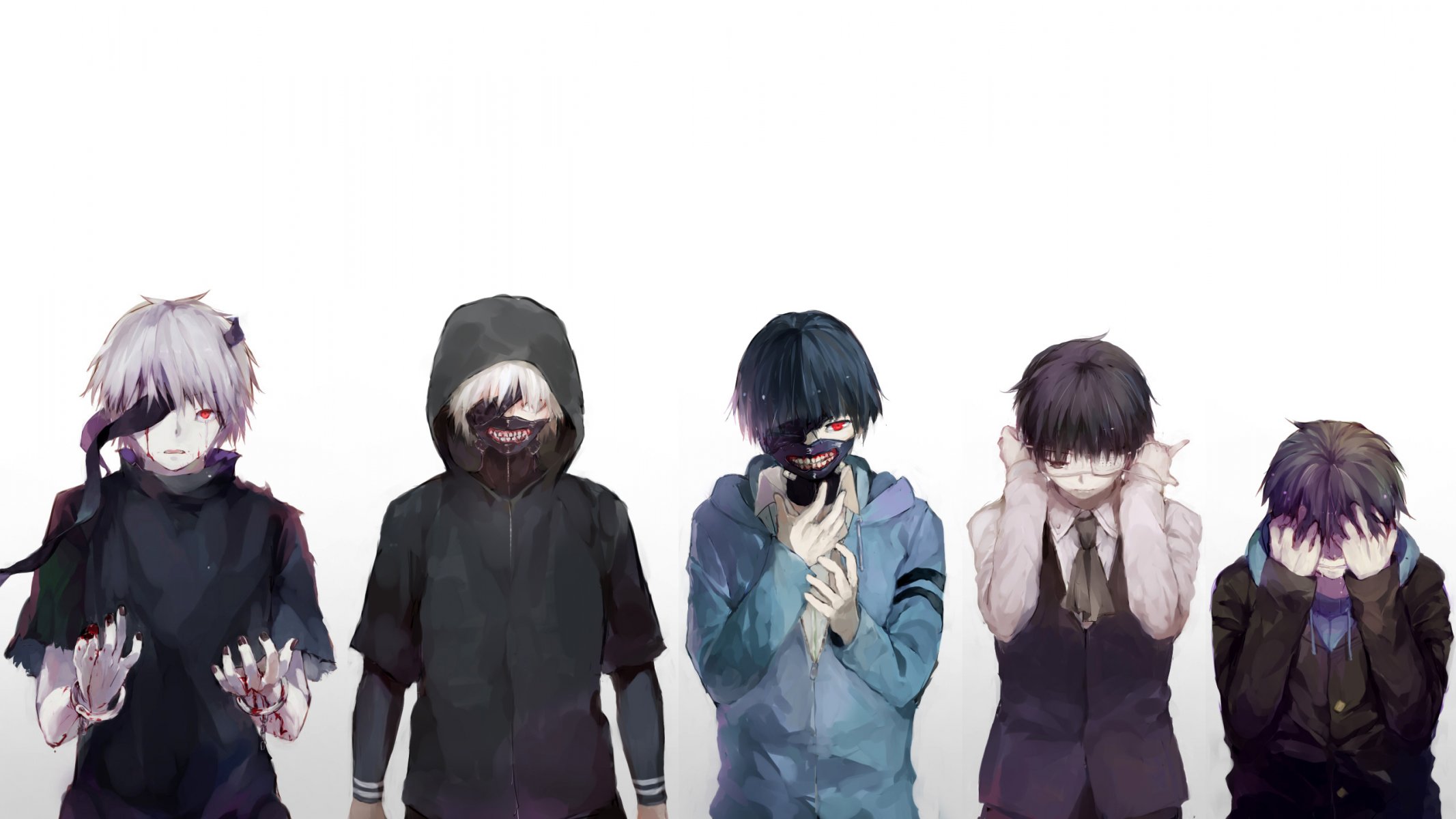 арт fuurin аниме токио вурдалака kaneki кен парень маска капюшон