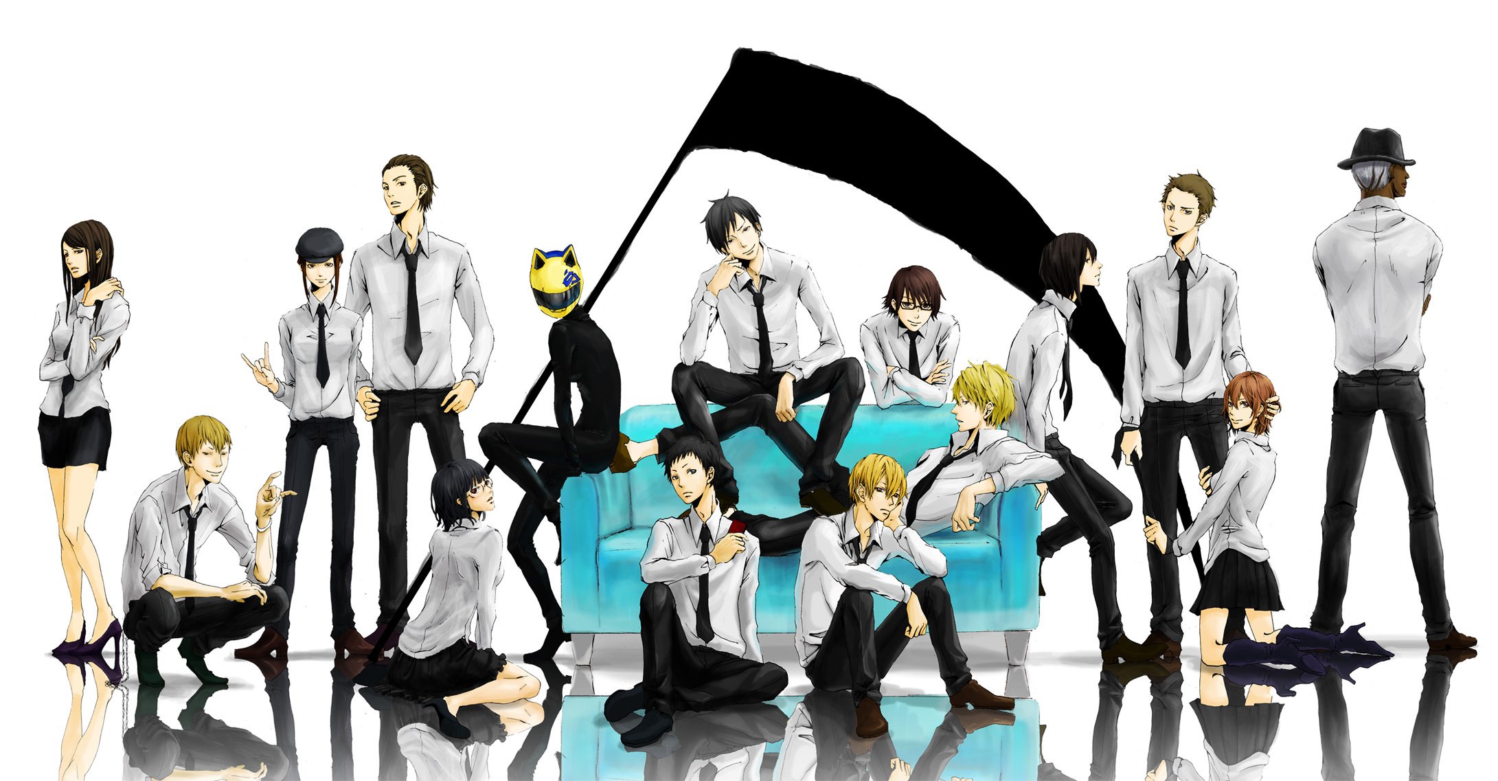 дюрарара durarara рюгаминэ микадо масаоми кида шизуо изая солти сонохара анри персонажи арт