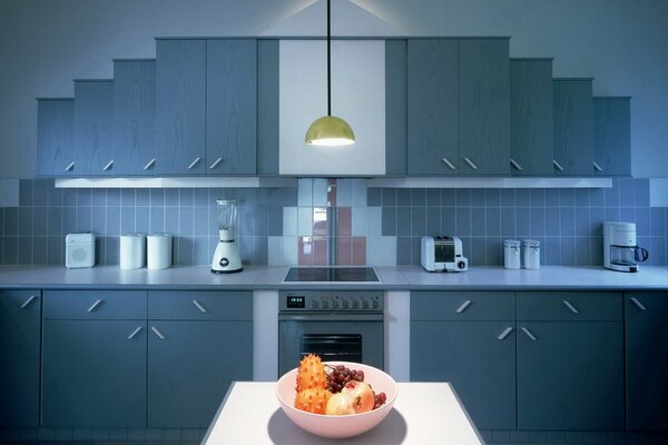 Nowoczesny design kuchni w Kolorze Niebieskim