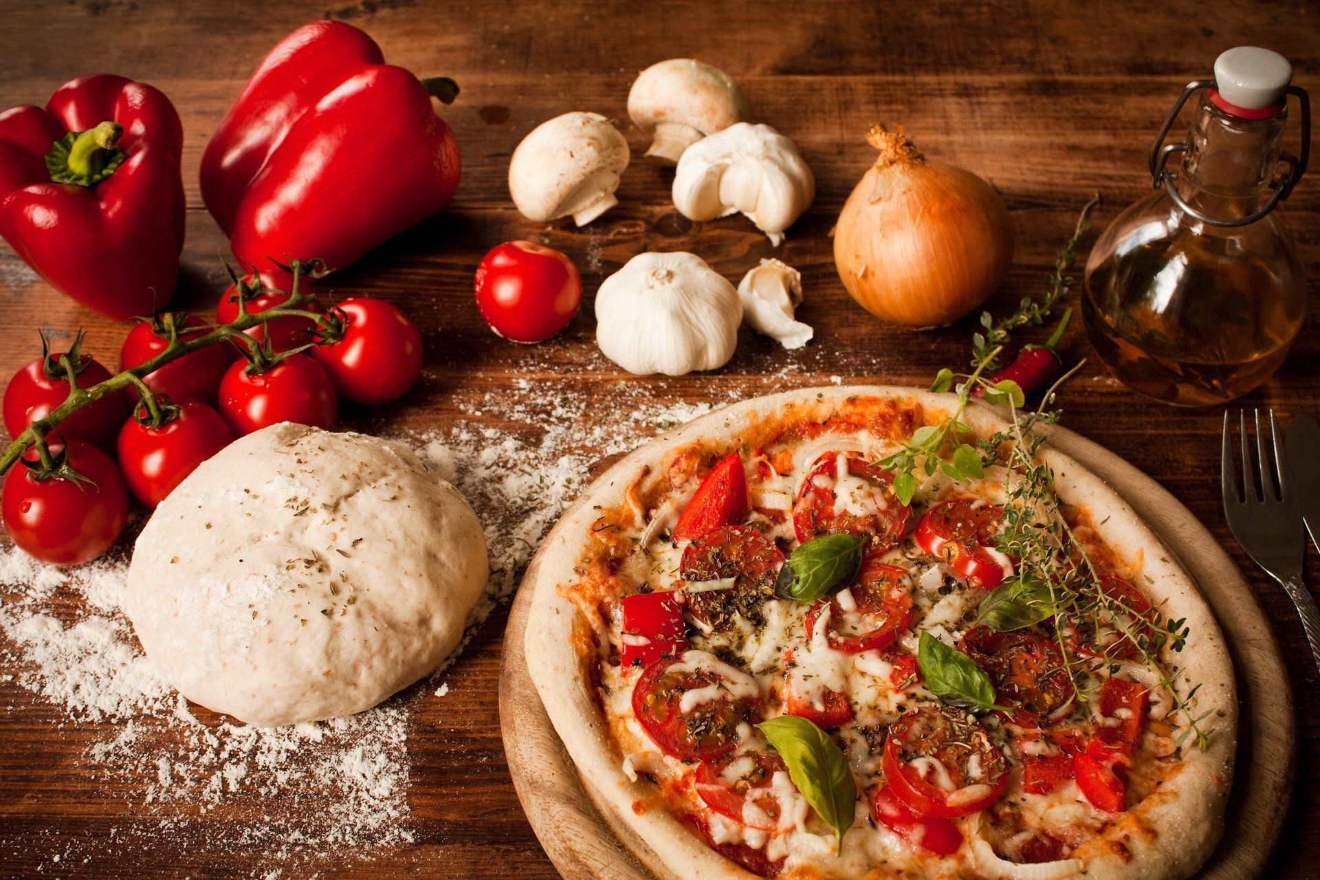 пицца тесто мука овощи перец помидоры pizza блюдо