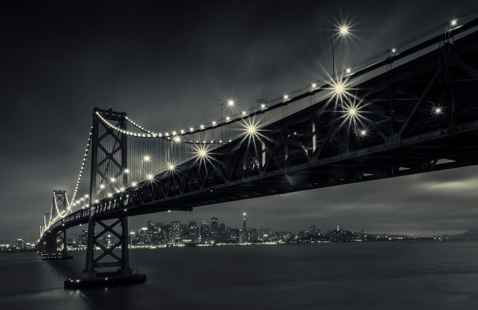 сан-франциско bay bridge калифорния город мост огни ночь