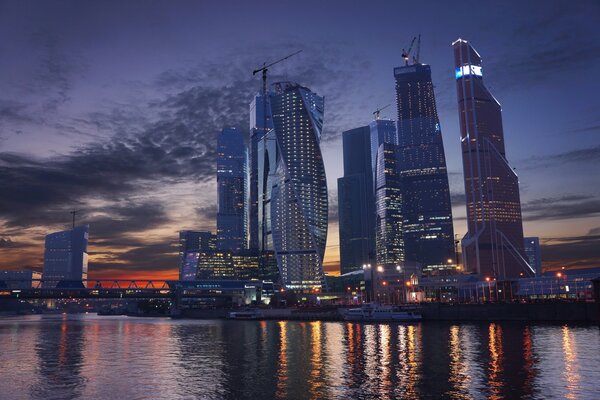 Night city lights River