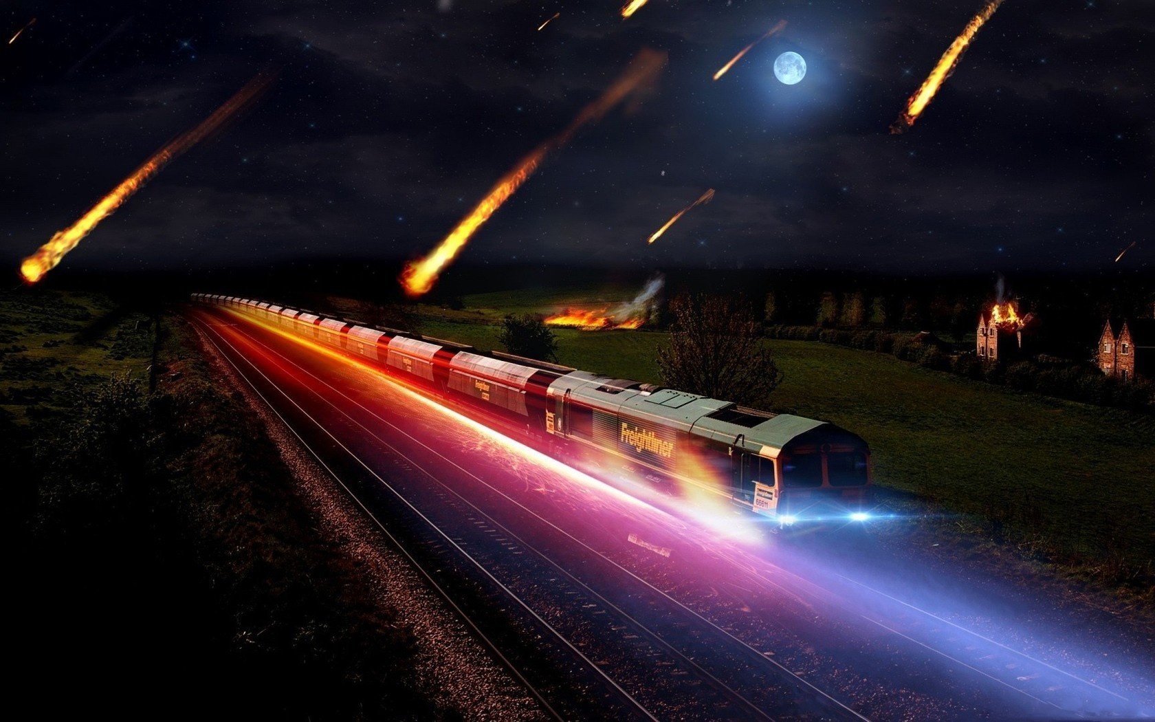 metrorit pociąg blask noc światła