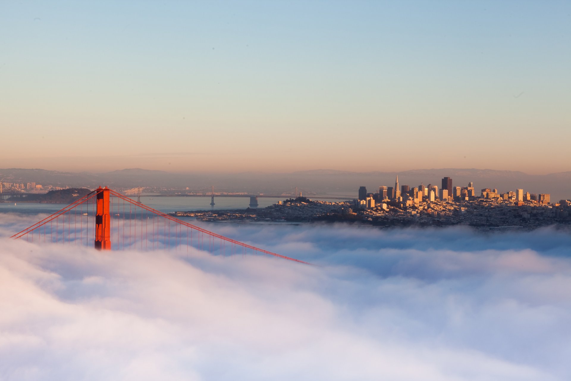 san francisco kalifornia usa miasto poranek most mgła