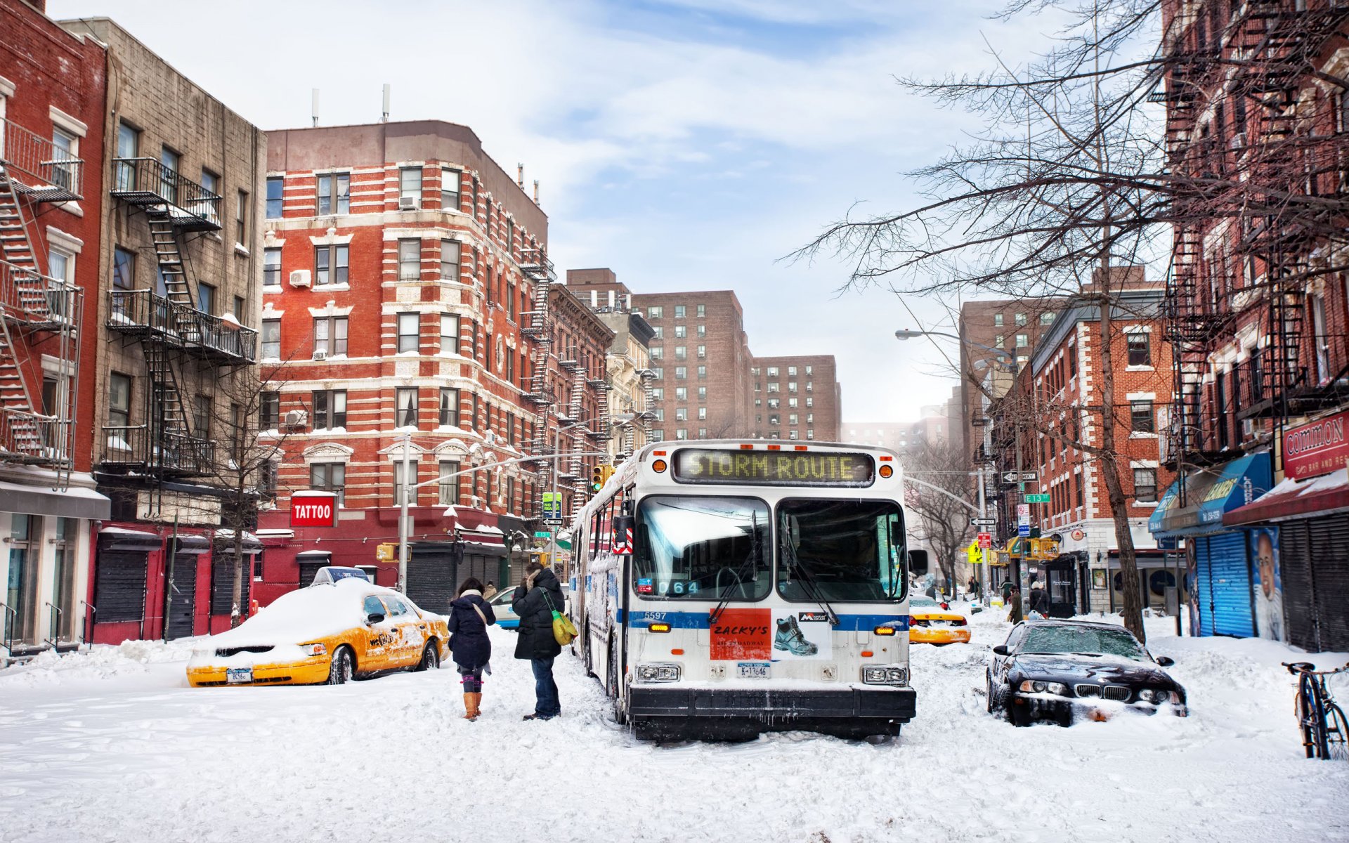 nowy jork usa east village śnieg zima zima