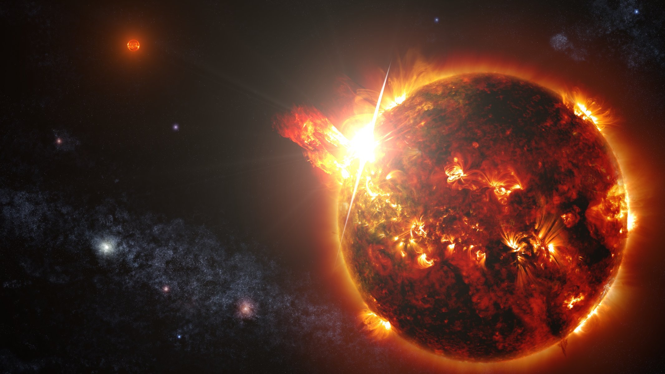 kosmos gwiazdy słońce błysk wybuch