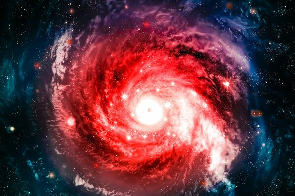 Galaktyka spiralna w kolorze czerwonym