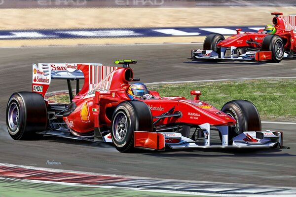 Rysunek samochodu wyścigowego ferrari f10 bolid