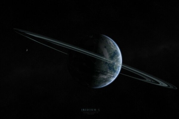 Planeta w kosmosie z pierścieniami Asteroid