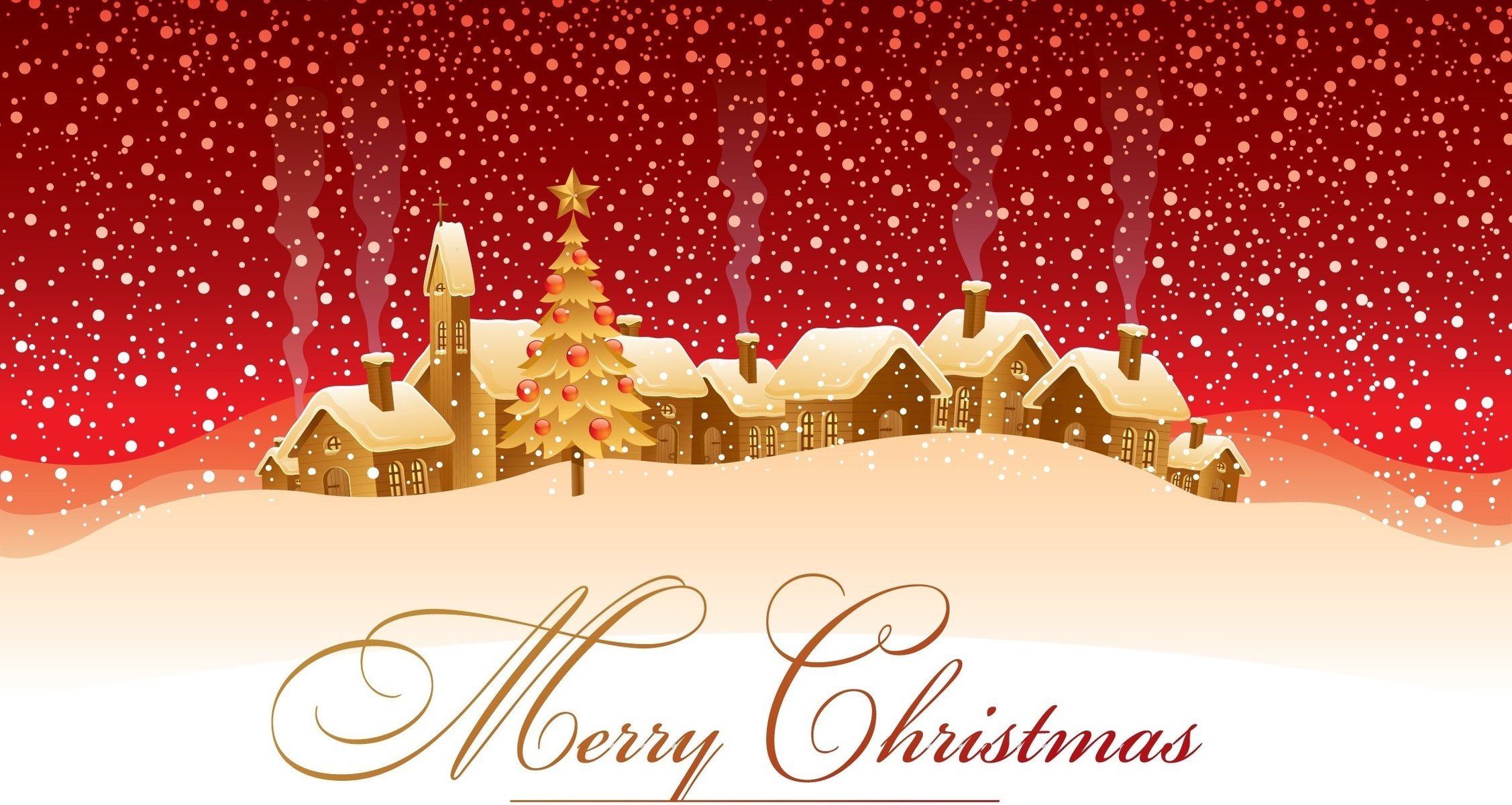 снег елка домики merry christmas дымок зима