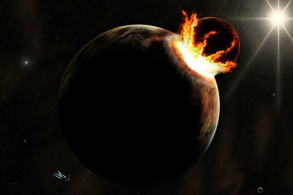 Widok z kosmosu na upadek na planetę