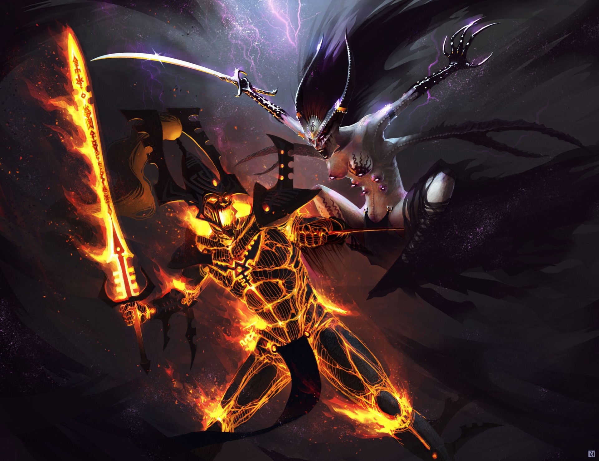 avatar chaos warhammer 40k strażnik tajemnic eldary walka demon