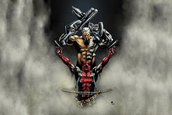Komiksy Deadpool i superbohater we mgle