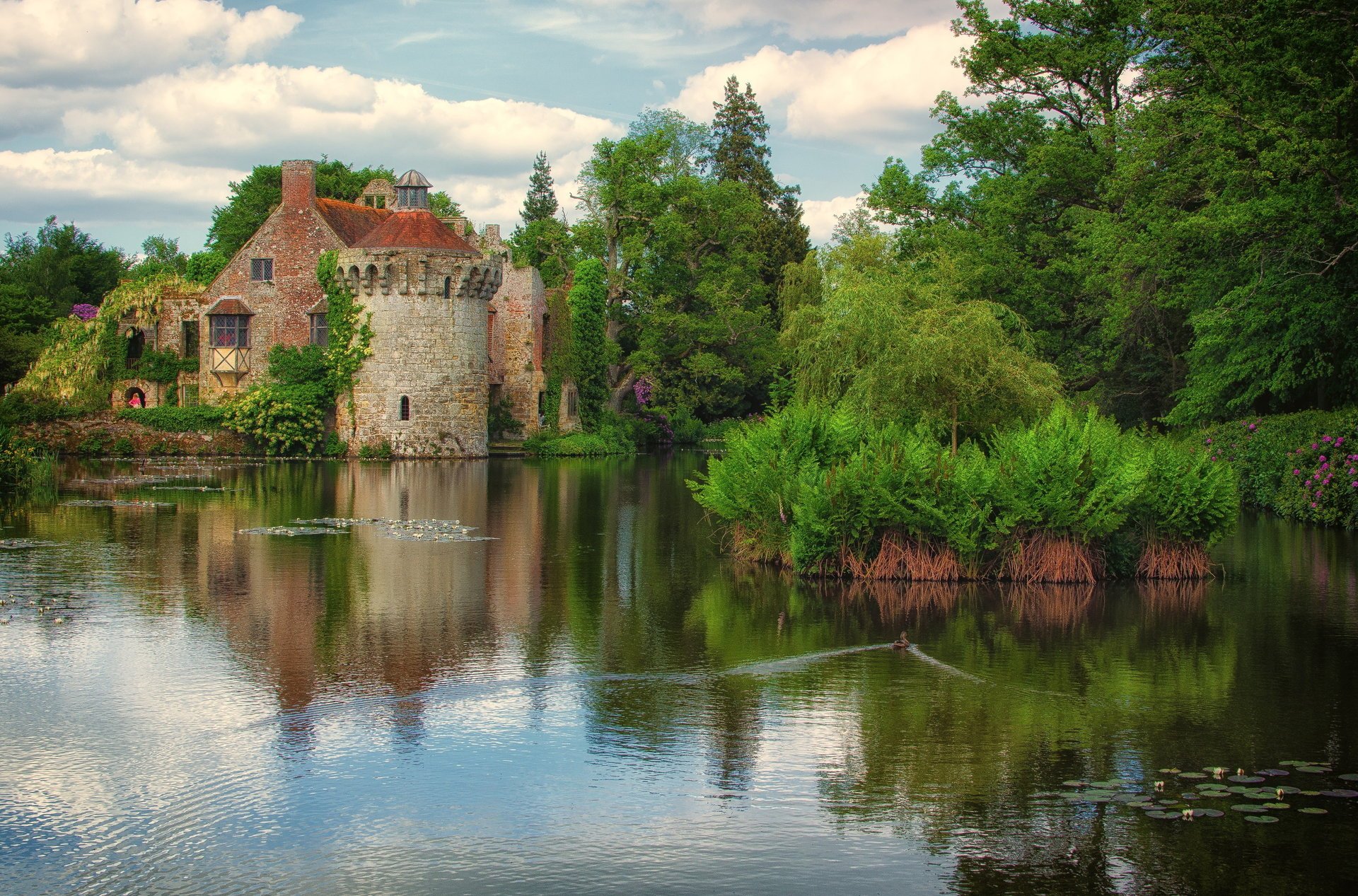 старый замок lamberhurst кент озеро деревья замок