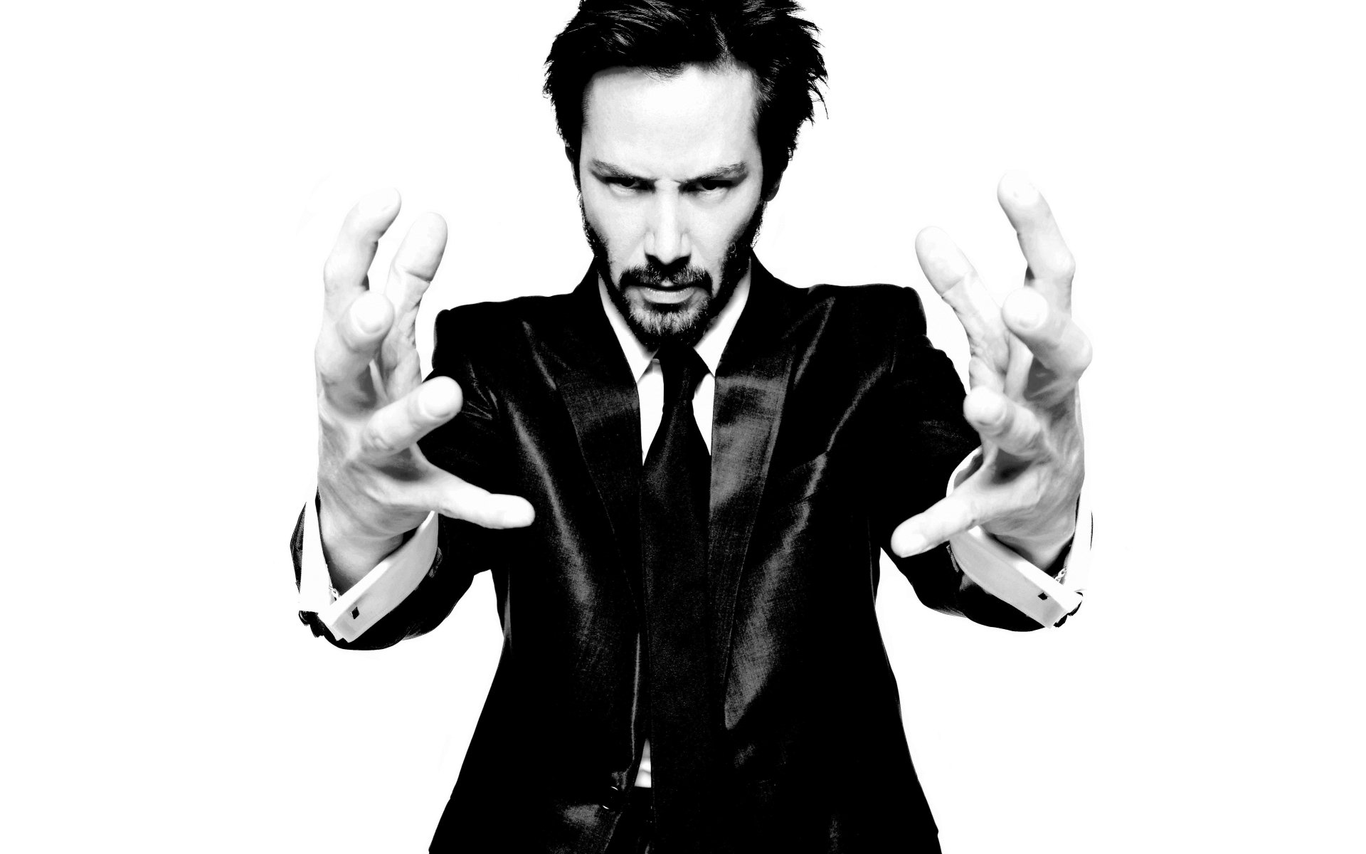 keanu reeves mężczyzna ręce palce b / w b & w