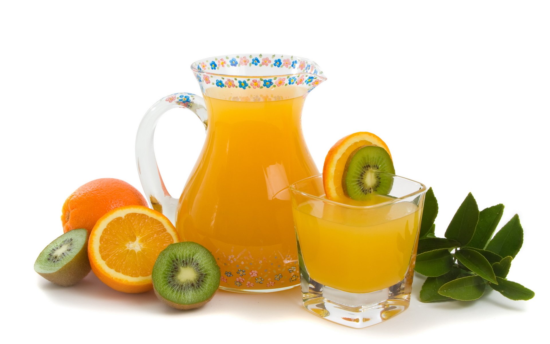 sok świeżość pomarańcza kiwi karafka szklanka