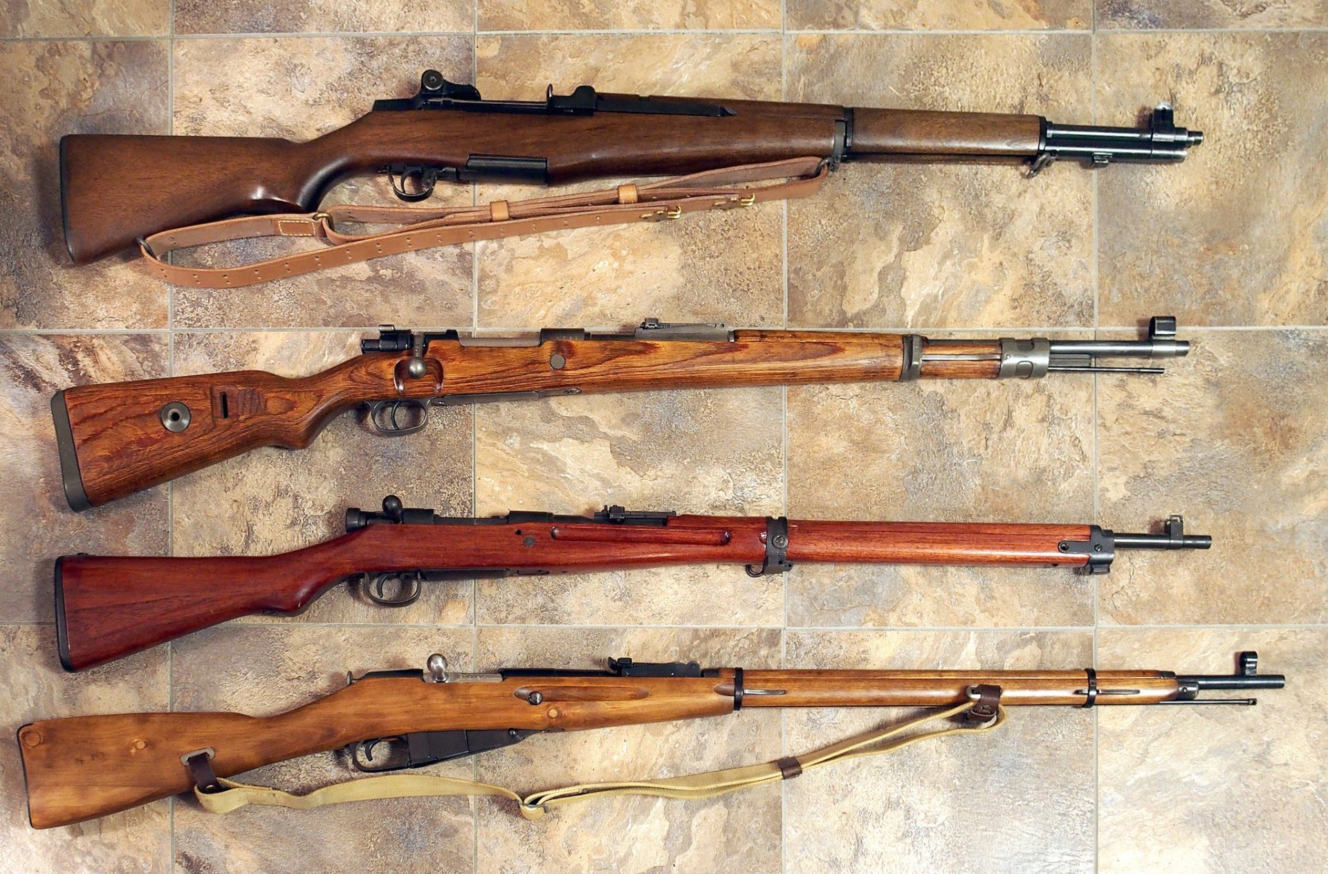 оружие сверху вниз гаранд m1 обр 1936-1957 маузер 98k 1935 арисака тип 30 1897-1905 мосина 1891-1930 винтовки второй мировой войны