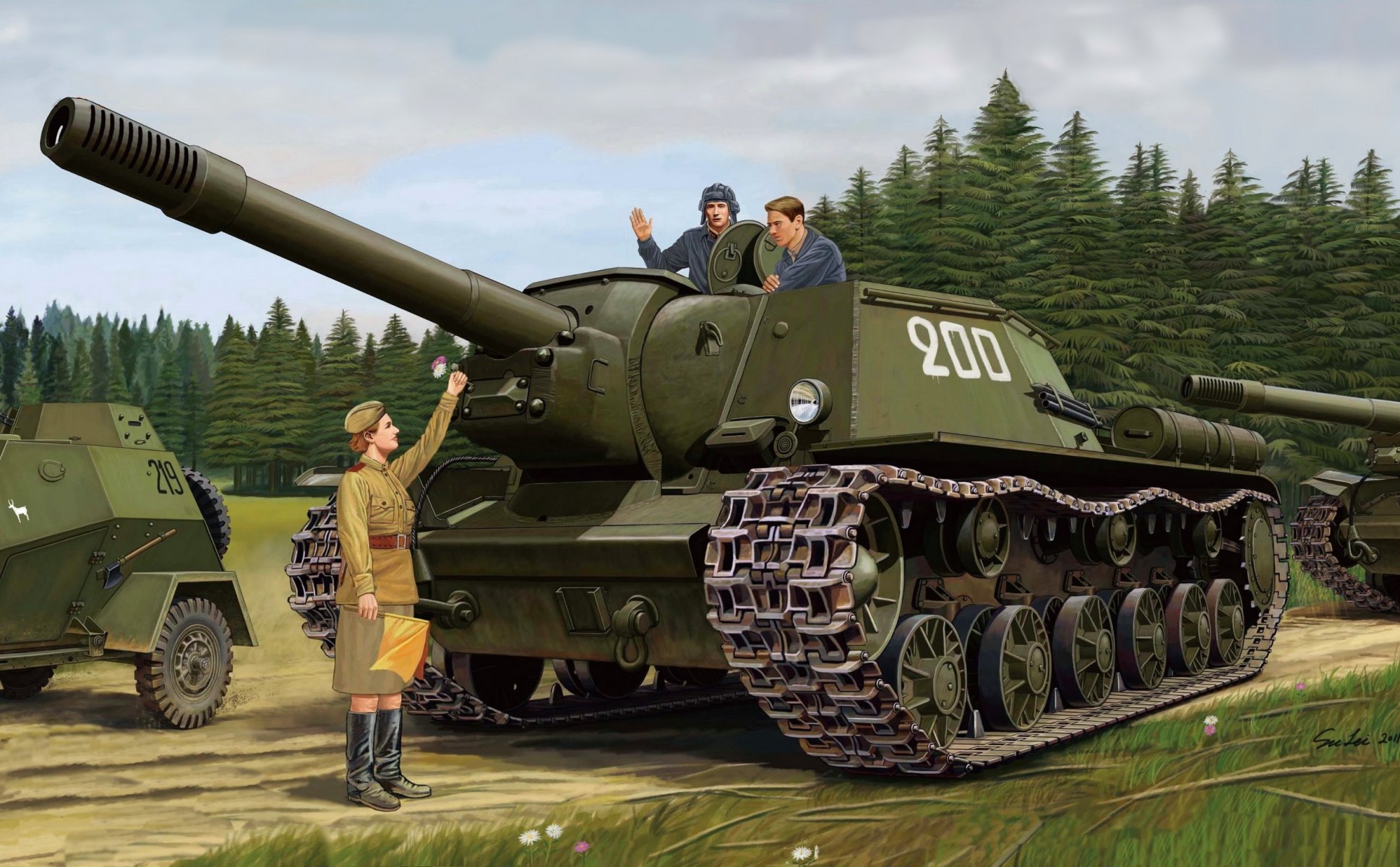 рисунок советская самоходно-артиллерийская установка сау штурмовое орудие су-152 ркка вторая мировая