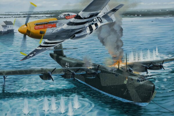 Wojna między P 51 D Mustang i Voss Bv 222 Viking