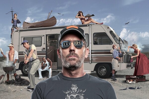 Samochód kempingowy Dr House i Hugh Laurie