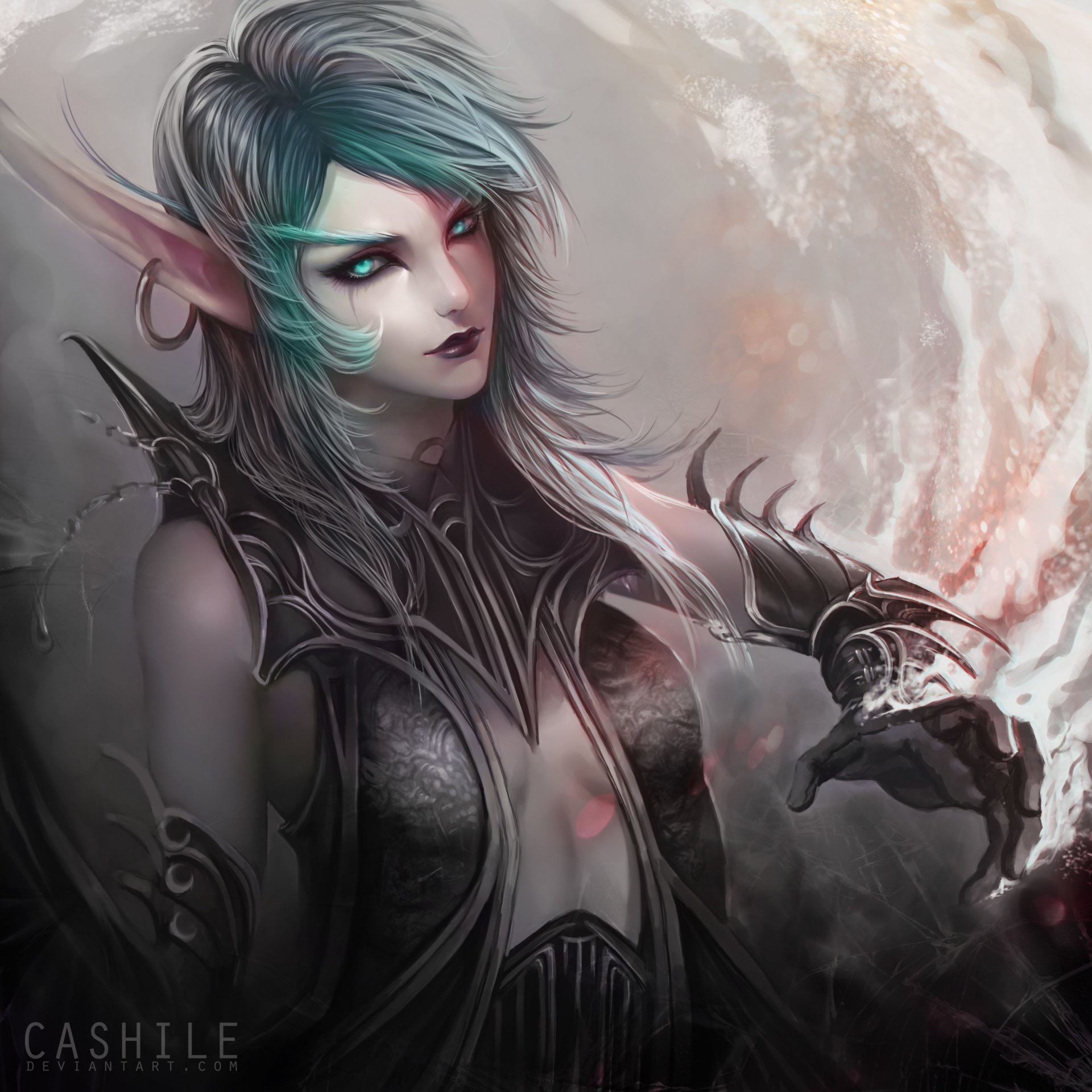 art world of warcraft dziewczyna elf kolczyk