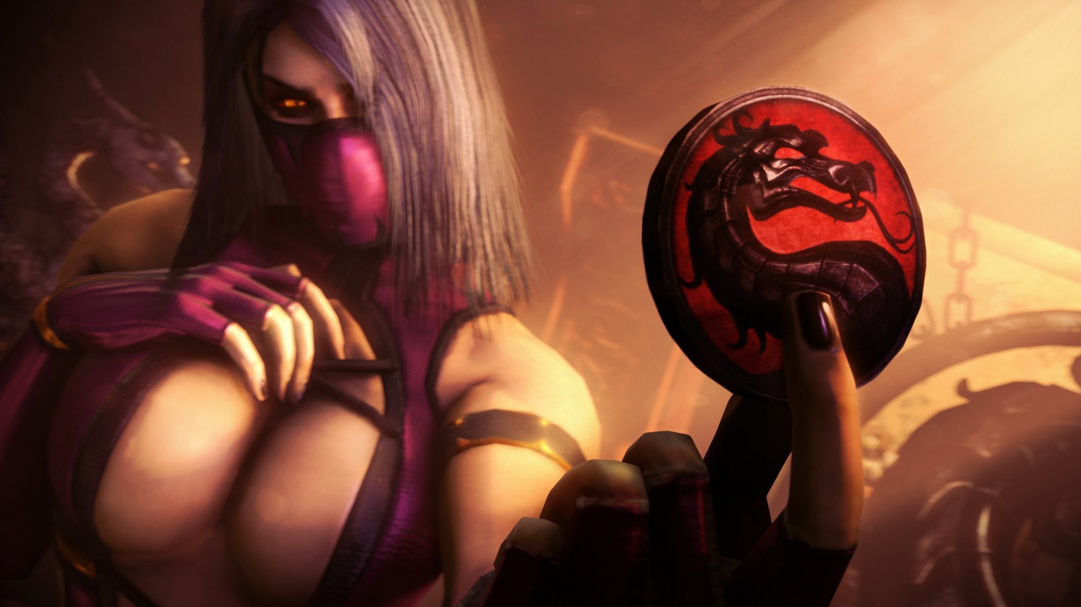 арт mortal kombat тестирование ваш взгляд mileena девушка фокус монета жетон дракон