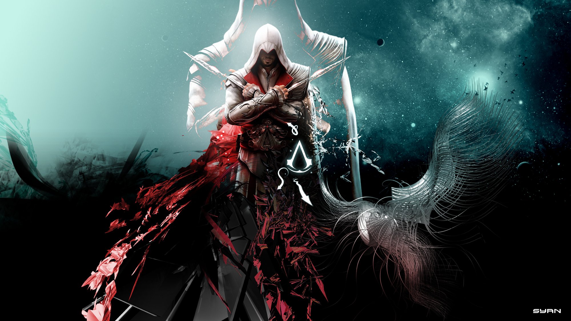 assassins creed братство убийца эцио аудиторе да фиренце кредо убийц ассасин братство крови абстракция фон