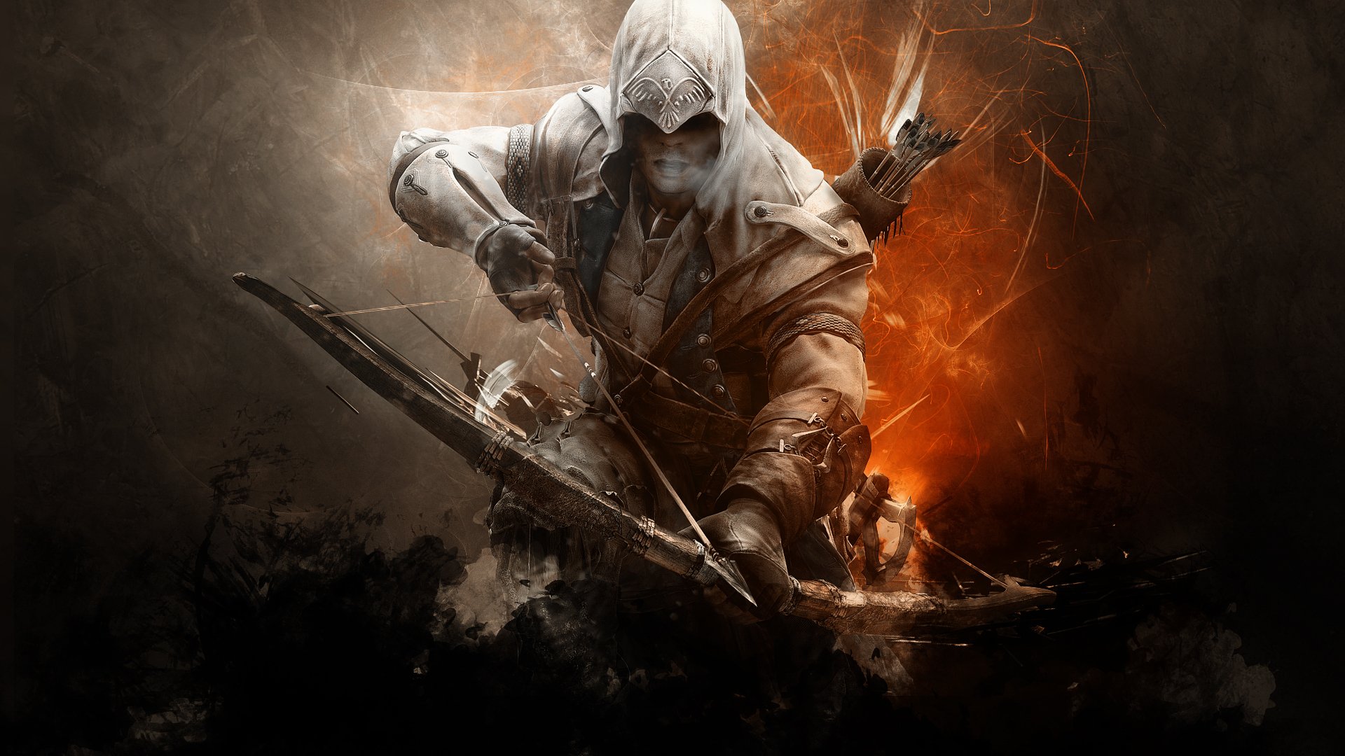assassins creed 3 коннор kanwey убийца кредо убийц коннор кенуэй радунхагейду ассасин лук стрела абстрактный фон