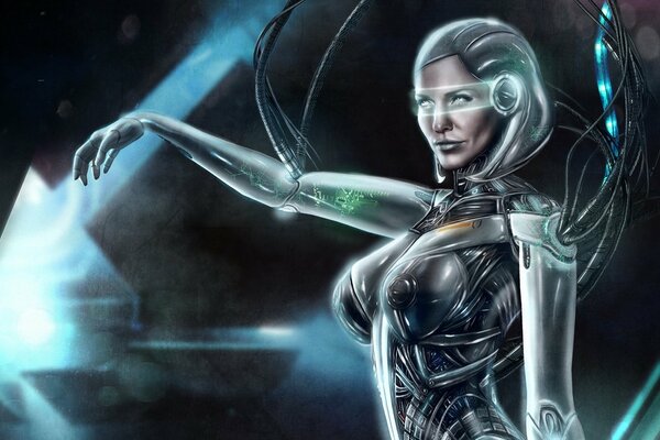 Robot girl art z drutami