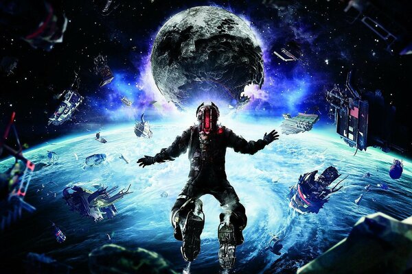 Арт из игры Dead space 3. Человек в открытом космосе