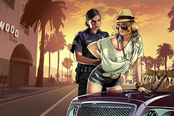 Задержание девушки полицией GTA