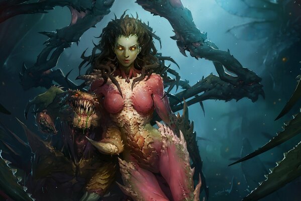 Starcraft сара керриган девушка монстры крылья
