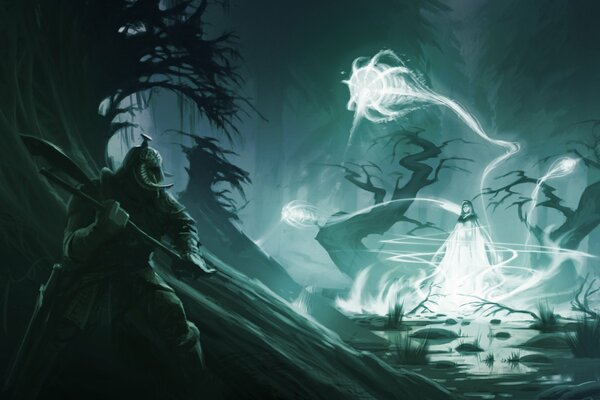 Sztuka z magiem i wojownikiem do gry Skyrim