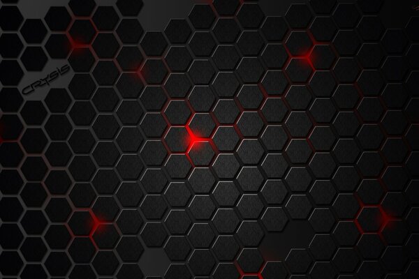 Wygaszacz ekranu kreizis z czarnymi gniazdami i czerwonym światłem