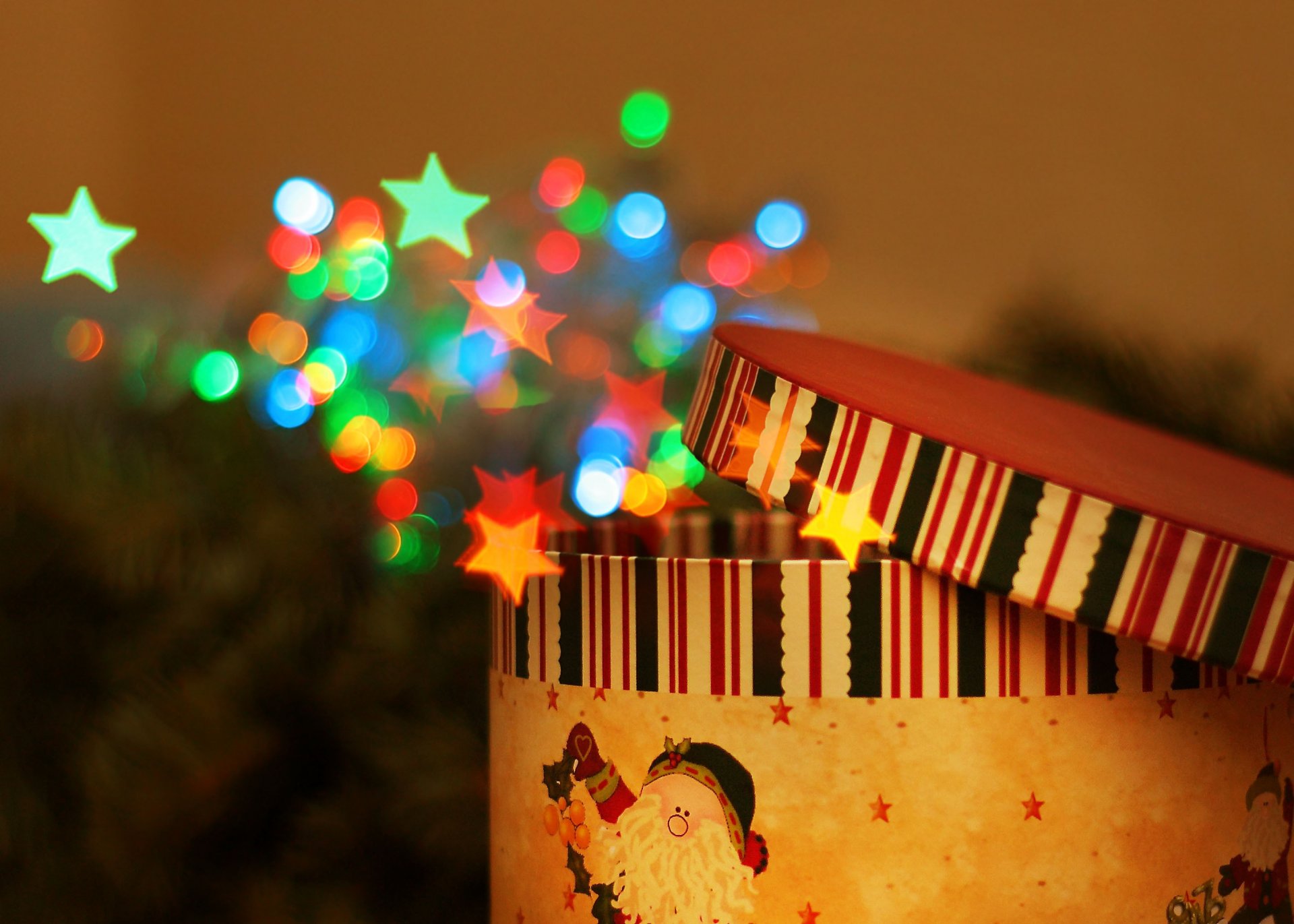 nowy rok boże narodzenie magia bokeh cud prezent niespodzianka pudełko bajka