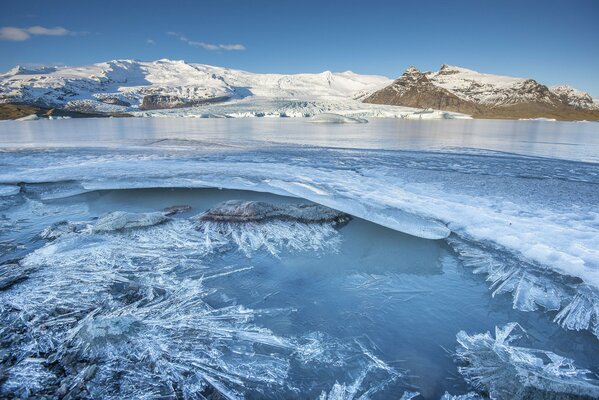 Islandia góry zima lód