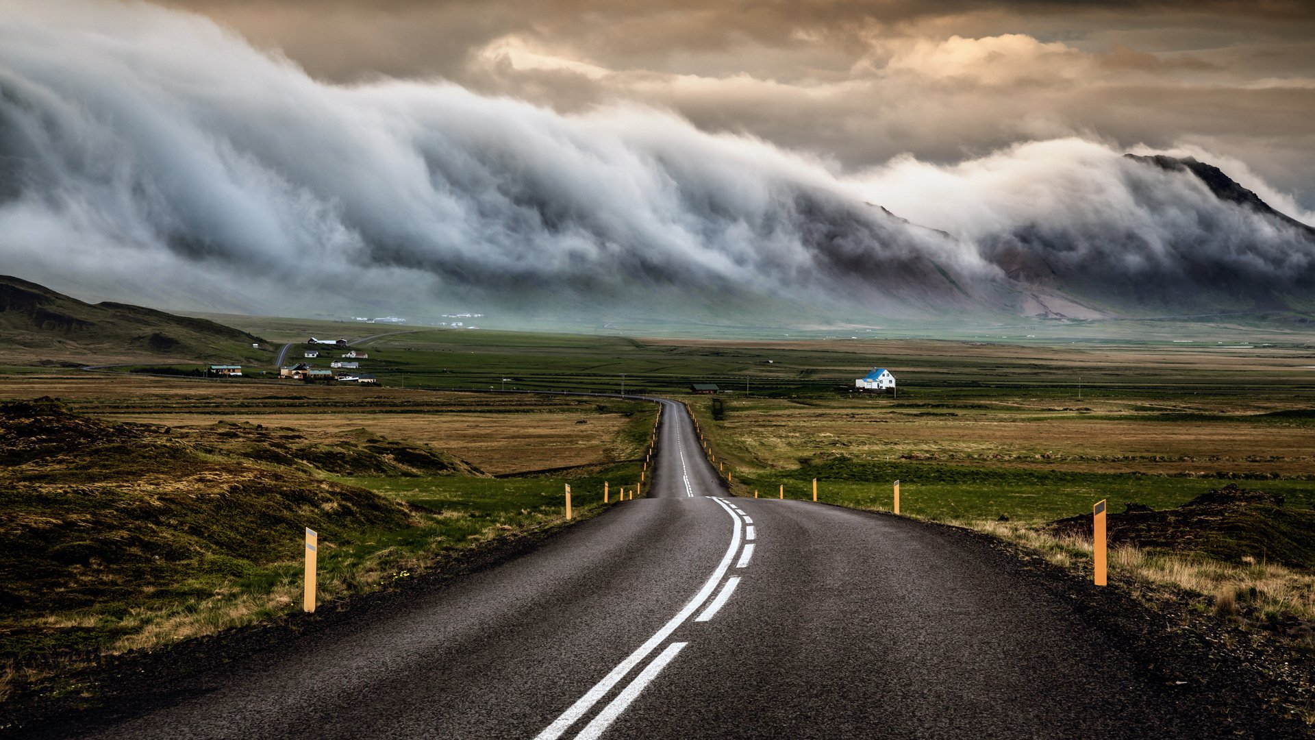 islandia droga niebo chmury chmury