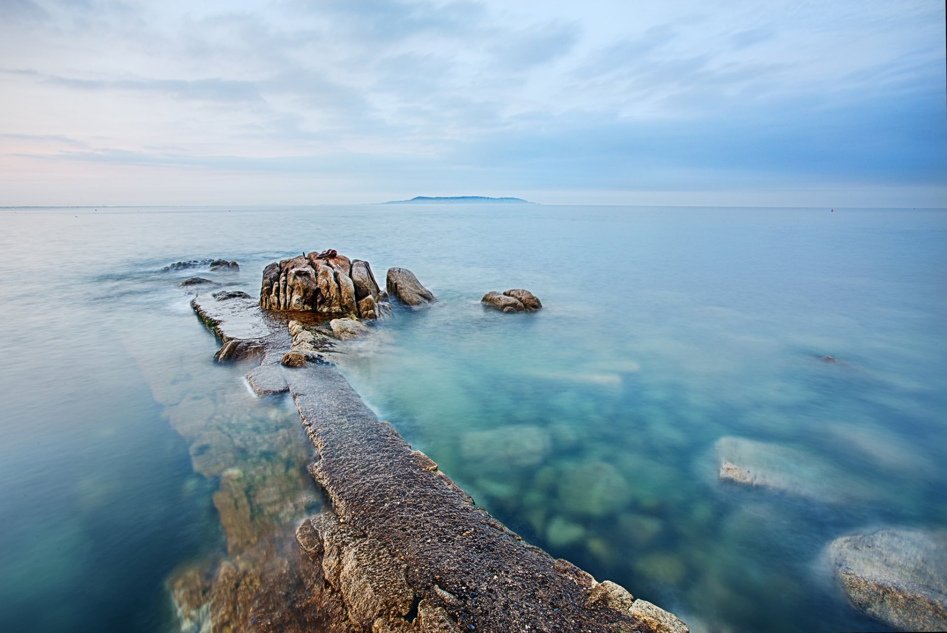 море остров камни утро рассвет